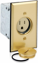 15 Amp 1-Gang Tamper-Resistant Floor Box Receptacle, 125 Volt, Brass Plate