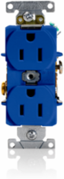 Heavy-Duty 15 Amp Duplex Receptacle, Self-Grounding, NEMA 5-15R, Blue