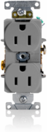 15 Amp Duplex Receptacle Outlet, Heavy-Duty Industrial Grade, NEMA 5-15R, Gray