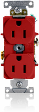 15 Amp Duplex Receptacle Outlet, Heavy-Duty Industrial Grade, Smooth Face, Self-Grounding