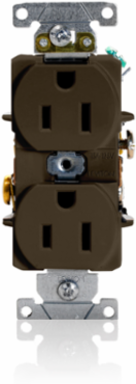 Heavy-Duty Industrial Grade Duplex Receptacle Outlet 15 Amp 125 Volt Self-Grounding Brown