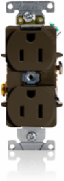Heavy-Duty Industrial Grade Duplex Receptacle Outlet 15 Amp 125 Volt Self-Grounding Brown