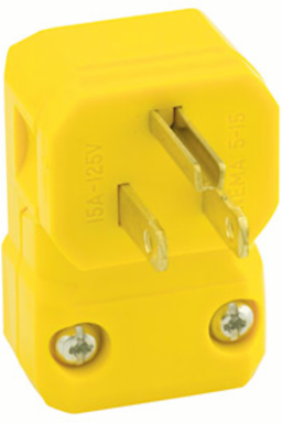 Industrial Grade 15 Amp 125 Volt Straight Blade Plug, NEMA 5-15P, Yellow