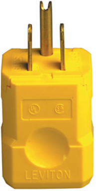 15 Amp 125 Volt Industrial Grade Straight Blade Plug, Yellow, NEMA 5-15P