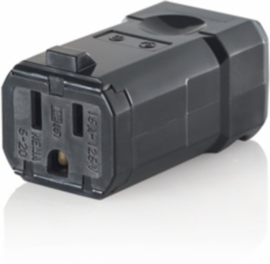 Python 15 Amp 125 Volt Industrial Grade Straight Blade Connector, Black