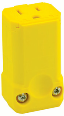 15 Amp 125 Volt Straight Blade Connector NEMA 5-15R, Grounding, Yellow