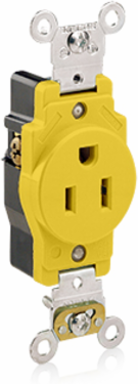 15 Amp Heavy-Duty Industrial Grade Single Receptacle Outlet, Corrosion-Resistant, Self-Grounding, NEMA 5-15R