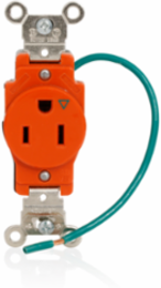 15 Amp Isolated Ground Single Receptacle, Industrial Grade, 125 Volt, NEMA 5-15R