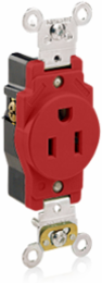 15 Amp Single Receptacle Outlet, Self-Grounding, NEMA 5-15R, Smooth Face, Red