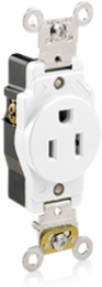 15 Amp Industrial Grade Self-Grounding Single Receptacle Outlet, NEMA 5-15R, White