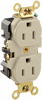 15 Amp Duplex Receptacle, Industrial Grade, Self-Grounding, 125 Volt