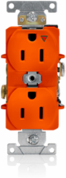 15 Amp Isolated Ground Duplex Receptacle, Industrial Grade, NEMA 5-15R, Orange