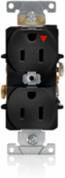 15 Amp Duplex Receptacle Outlet, Industrial Grade, Isolated Ground, Black