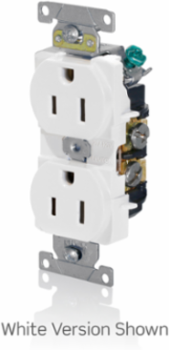 15 Amp Industrial Grade Duplex Receptacle, Self-Grounding, Blue, NEMA 5-15R
