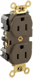 15 Amp Duplex Receptacle Outlet, Industrial Grade, Self-Grounding, NEMA 5-15R, 125 Volt