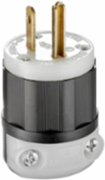 Industrial Grade Straight Blade Plug, 15 Amp, 125 Volt, NEMA 5-15P, Black & White