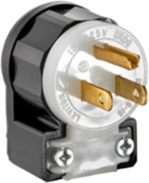 Straight Blade Angle Plug 15 Amp 125 Volt Industrial Grade Black & White