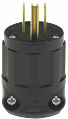 15 Amp 125 Volt Industrial Grade Straight Blade Plug - NEMA 5-15P, Black