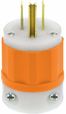 15 Amp Straight Blade Plug, 125 Volt, NEMA 5-15P, Nylon, Orange-White