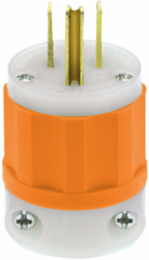 15 Amp Straight Blade Plug, 125 Volt, NEMA 5-15P, Nylon, Orange-White