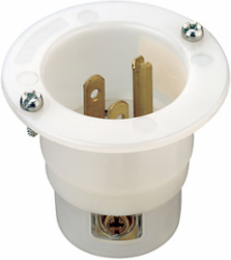 15 Amp 125 Volt Straight Blade Flanged Inlet Receptacle, Nylon, Weather Resistant