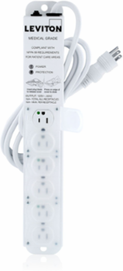 Medical Grade Surge Protective Power Strip, 6 Outlets, 15 Amp, 7 Foot Cord