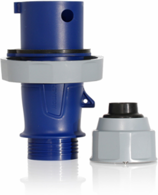 LEV Series 30 Amp IEC Pin & Sleeve Plug, 120/208 Volt, IP66/IP69K, Blue