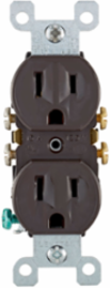 15 Amp Duplex Receptacle Grounding Thermoplastic Brown, NEMA 5-15R