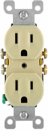 15 Amp Duplex Outlet, Grounding, Thermoplastic, Ivory, NEMA 5-15R