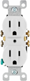 15 Amp Duplex Receptacle, 125 Volt, NEMA 5-15R, Grounding, White