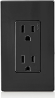 15 Amp Decora Duplex Outlet, Grounding, NEMA 5-15R, Quickwire Push-In, Black
