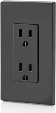 15 Amp Decora Duplex Outlet, Grounding, NEMA 5-15R, Quickwire Push-In, Black