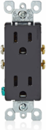15 Amp Decora Duplex Outlet, Grounding, NEMA 5-15R, Quickwire Push-In, Black