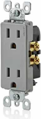 15 Amp Decora Duplex Outlet, Grounding, 125 Volt, NEMA 5-15R, Gray