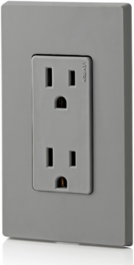 15 Amp Decora Duplex Outlet, Grounding, 125 Volt, NEMA 5-15R, Gray