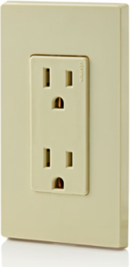 15 Amp Decora Duplex Outlet, 125 Volt, NEMA 5-15R, Grounding, Ivory