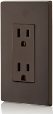 15 Amp Self-Grounding Duplex Outlet, NEMA 5-15R, Brown