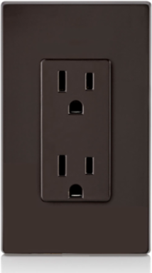 15 Amp Self-Grounding Duplex Outlet, NEMA 5-15R, Brown