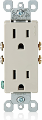 15 Amp Duplex Receptacle, Grounding, 125 Volt, Light Almond