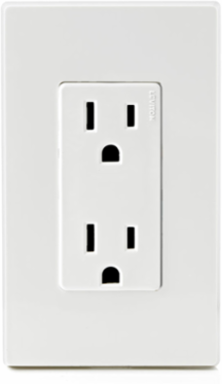 15 Amp Decora Duplex Outlet, Grounding, 125 Volt NEMA 5-15R, Durable Thermoplastic
