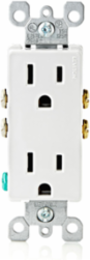 15 Amp Decora Duplex Outlet, Grounding, 125 Volt NEMA 5-15R, Durable Thermoplastic