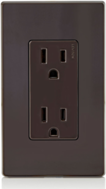 15 Amp Decora Duplex Outlet, Grounding, 125 Volt, Brown