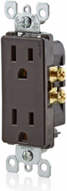 15 Amp Decora Duplex Outlet, Grounding, 125 Volt, Brown