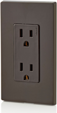 15 Amp Decora Duplex Outlet, Grounding, 125 Volt, Brown