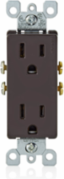 15 Amp Decora Duplex Outlet, Grounding, 125 Volt, Brown