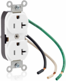 Commercial Grade 20 Amp Duplex Receptacle Outlet, Self-Grounding, 125 Voltage