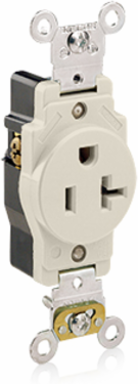 20 Amp Industrial Grade Single Receptacle, Self-Grounding, Light Almond