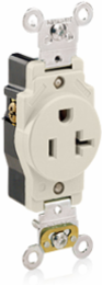 20 Amp Industrial Grade Single Receptacle, Self-Grounding, Light Almond