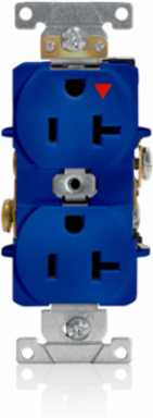 20 Amp Isolated Ground Duplex Receptacle, Industrial Grade, Blue, 125 Volt