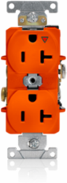 20 Amp Isolated Ground Duplex Receptacle, Industrial Grade, NEMA 5-20R, Orange